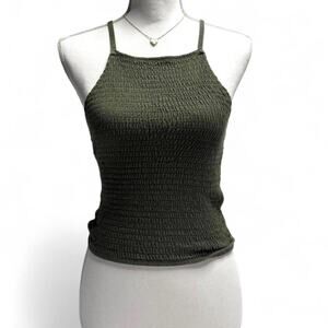Hollister olive dark army green tank top casual basics size XS